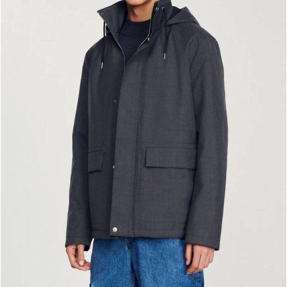 NEW SANDRO parka tech coat in anthracite
